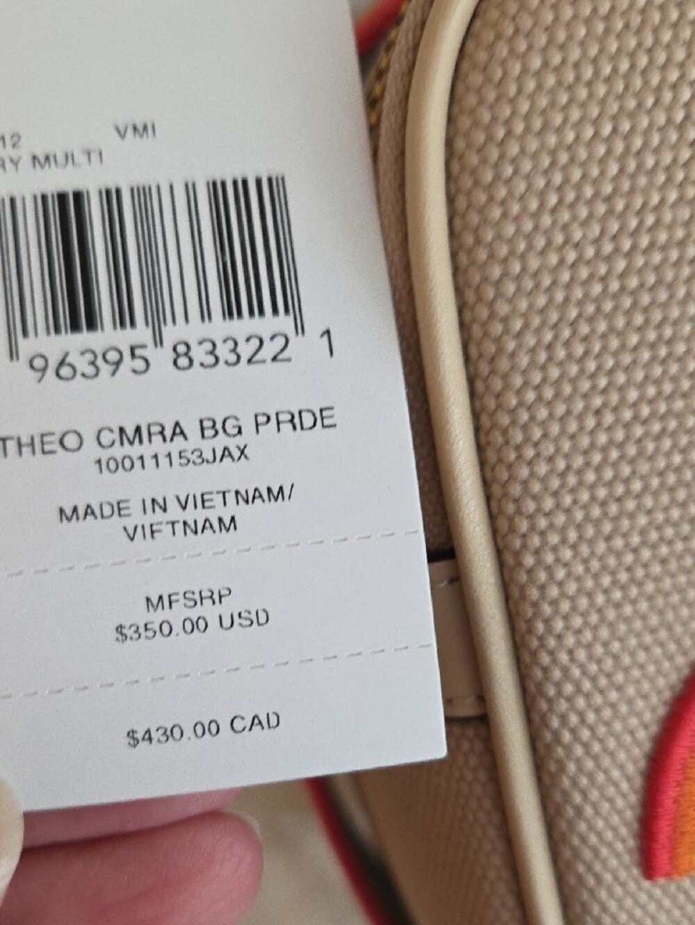 NWT Coach THEO Camera Pride  Crossbody Bag - Beige with Multicolor Rainbows - Picture 3 of 13